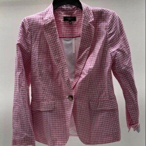Pink and white gingham Talbots blazer  Size 6 Petite